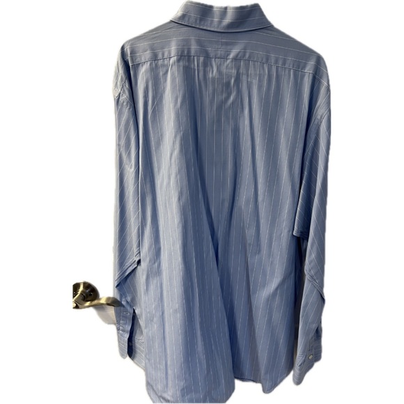 Polo by Ralph Lauren blue chambray stripe, size 17 1//2. 100% cotton. - Picture 2 of 3